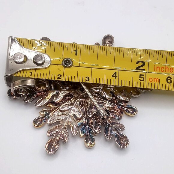 Snowflake Brooch/Pendant Lapel Pin Two Tone Silver & Gold 2" Vintage Charm - Picture 7 of 8